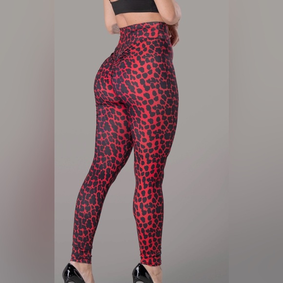 By Egreis Pants - Red & Black Leopard Print Leggings size large from ByEgreis